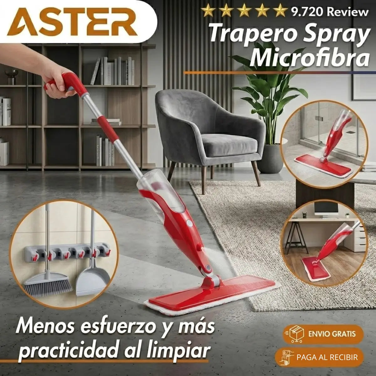 Trapero Spray Microfibra + Soporte para Traperos